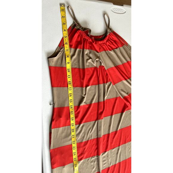 Kenar Maxi Dress Women 10 Orange Tan Pockets Beach Coastal Striped Flattering - Picture 6 of 16